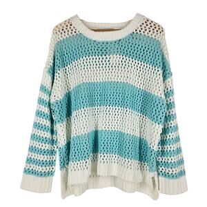 VINTAGE HAVANA TROPICAL TURQUOISE STRIPED KNIT CREWNECK – SIZE SMALL – NWT